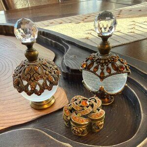 Jeweled Miniature Perfume Bottles and Pill Box